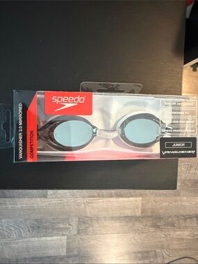 Speedo Vanquisher Junior Swim Goggles - Black Frame with Light Blue Lenses
